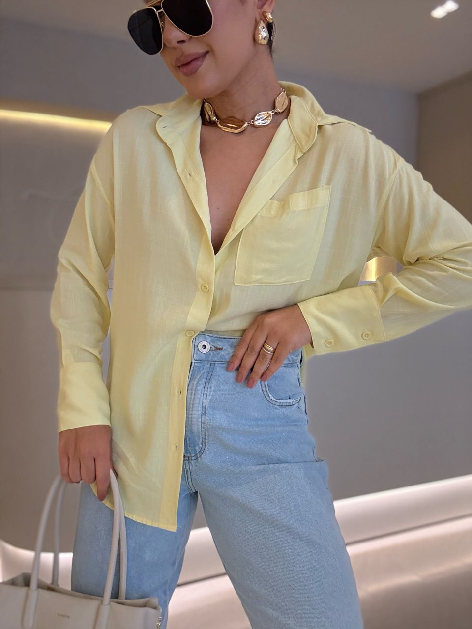 CAMISA PAULA BASIC YELLOW BUTTER
