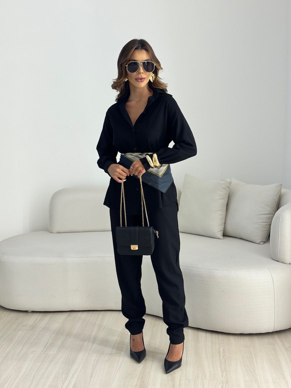 CONJUNTO MONALISA CAMISA PRETO