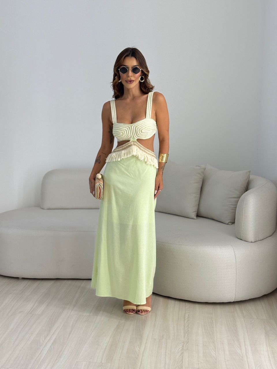 VESTIDO POLIANA ALÇA BABY GREEN - 0067720400 - CAROLLA FERRARO