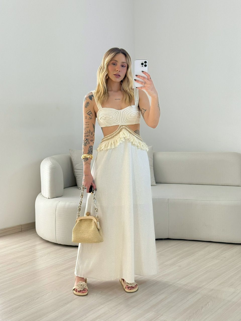 VESTIDO POLIANA ALÇA CRU