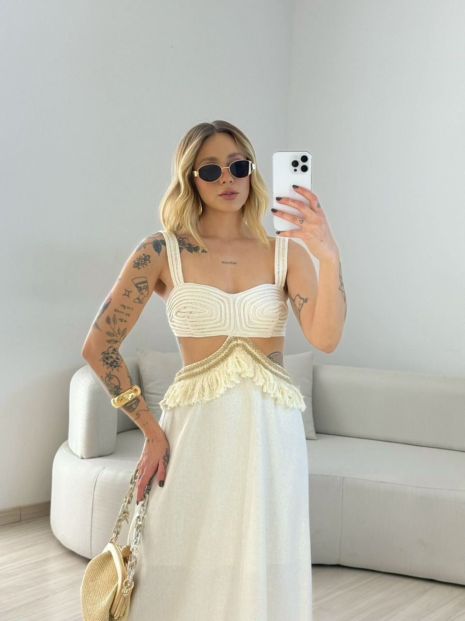 VESTIDO POLIANA ALÇA CRU