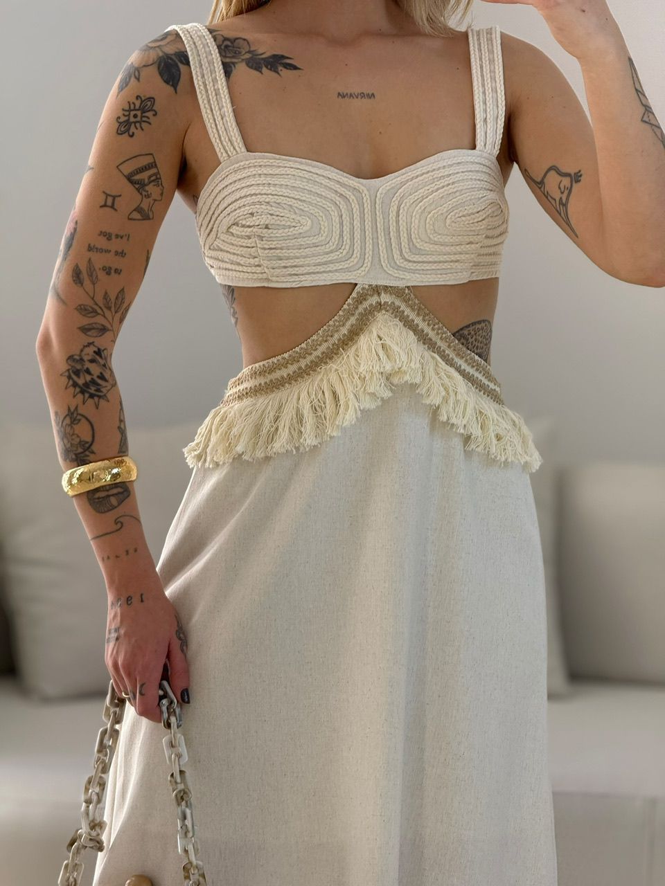 VESTIDO POLIANA ALÇA CRU