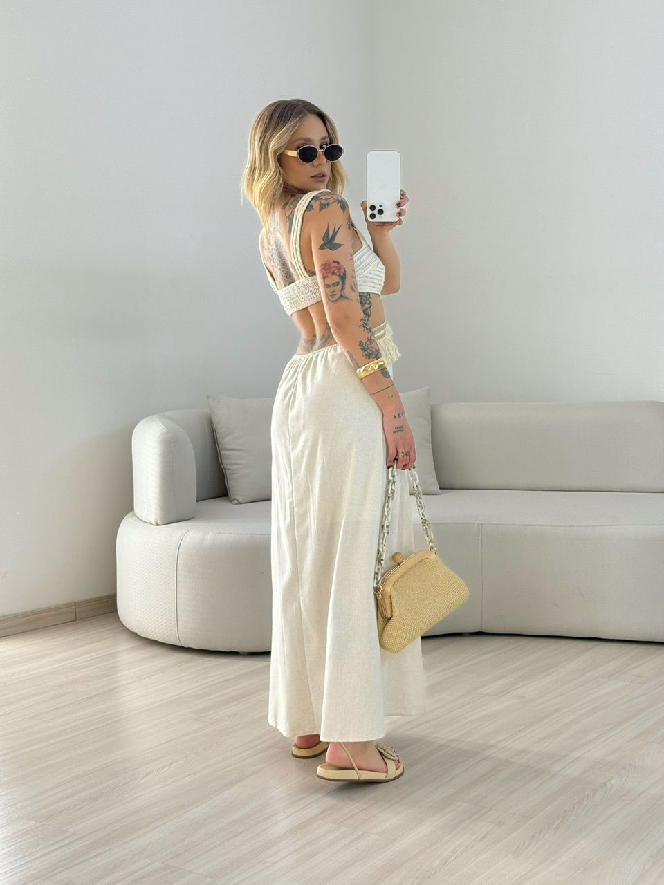 VESTIDO POLIANA ALÇA CRU