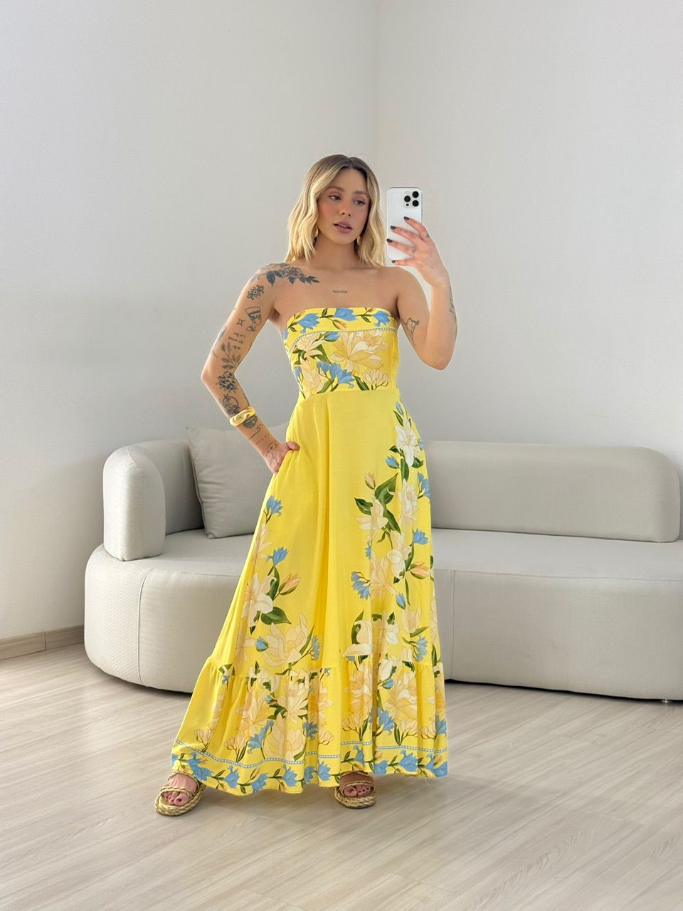 VESTIDO TERESA ESTAMPADO AMARELO