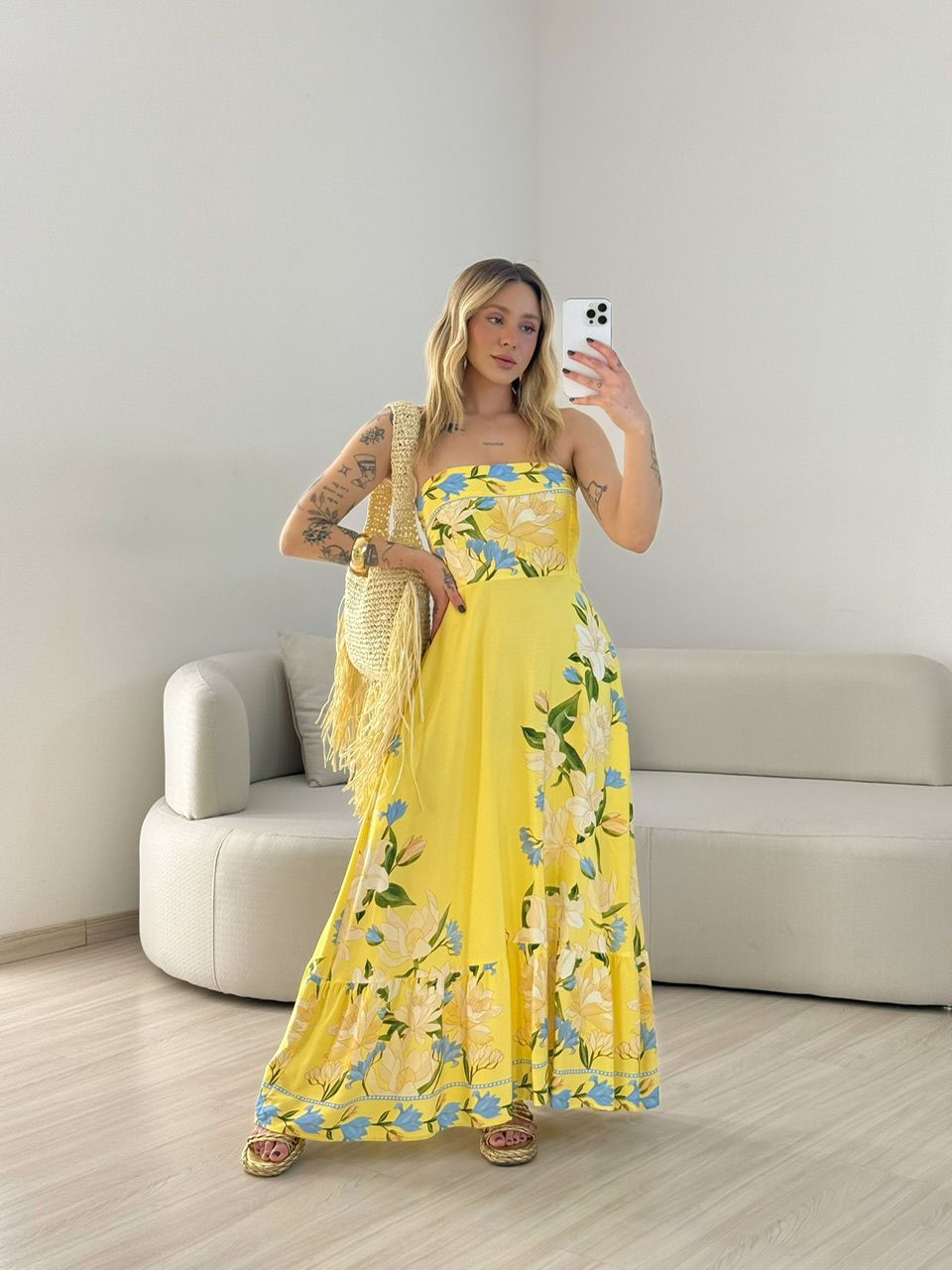 VESTIDO TERESA ESTAMPADO AMARELO