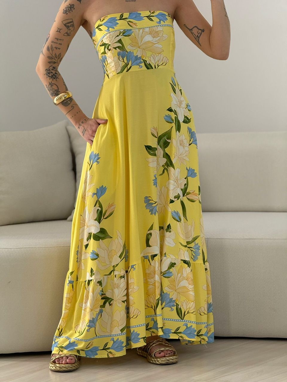 VESTIDO TERESA ESTAMPADO AMARELO