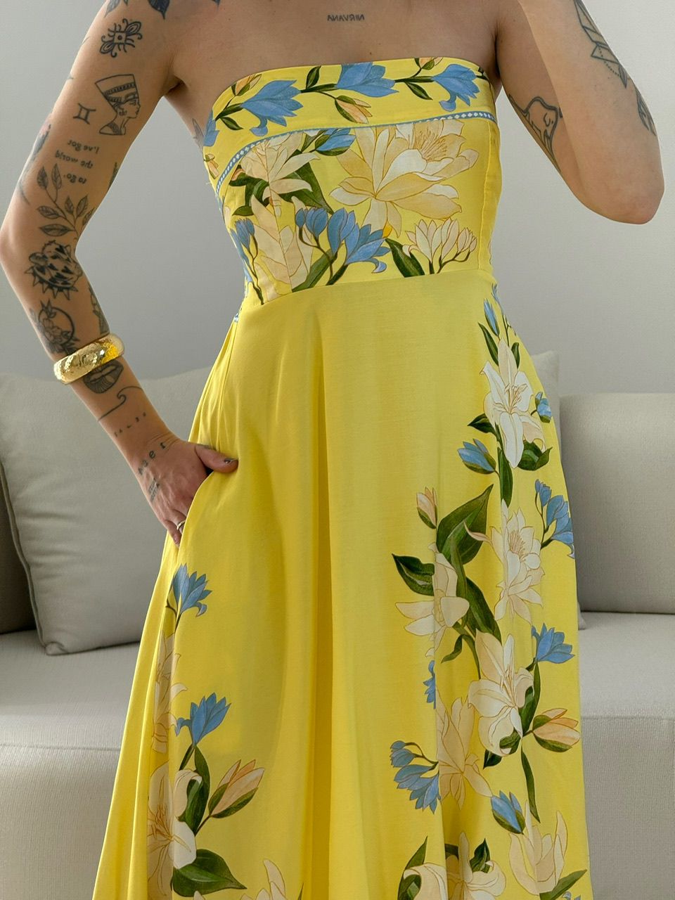VESTIDO TERESA ESTAMPADO AMARELO