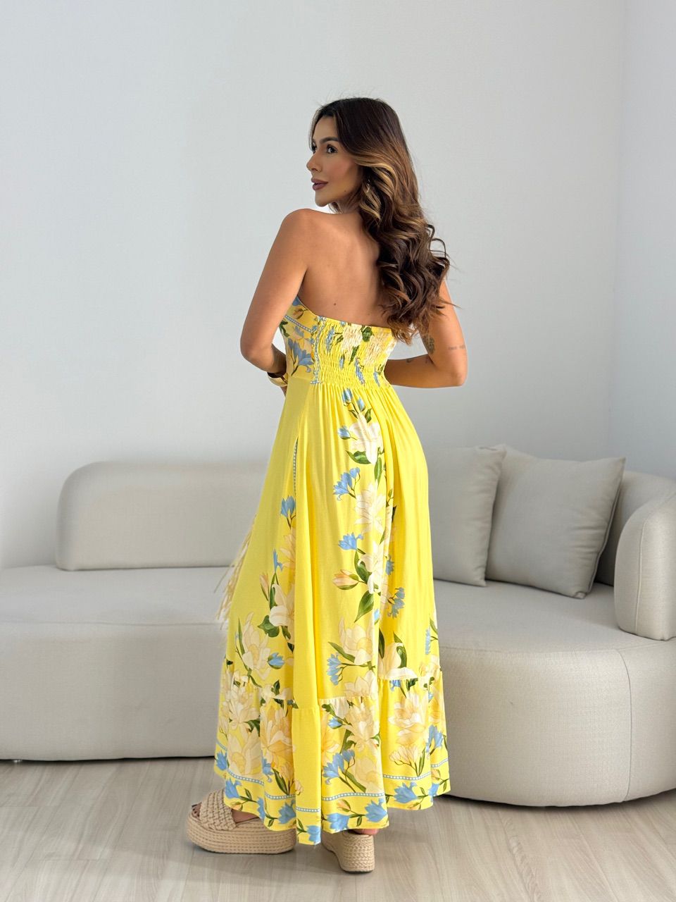 VESTIDO TERESA ESTAMPADO AMARELO
