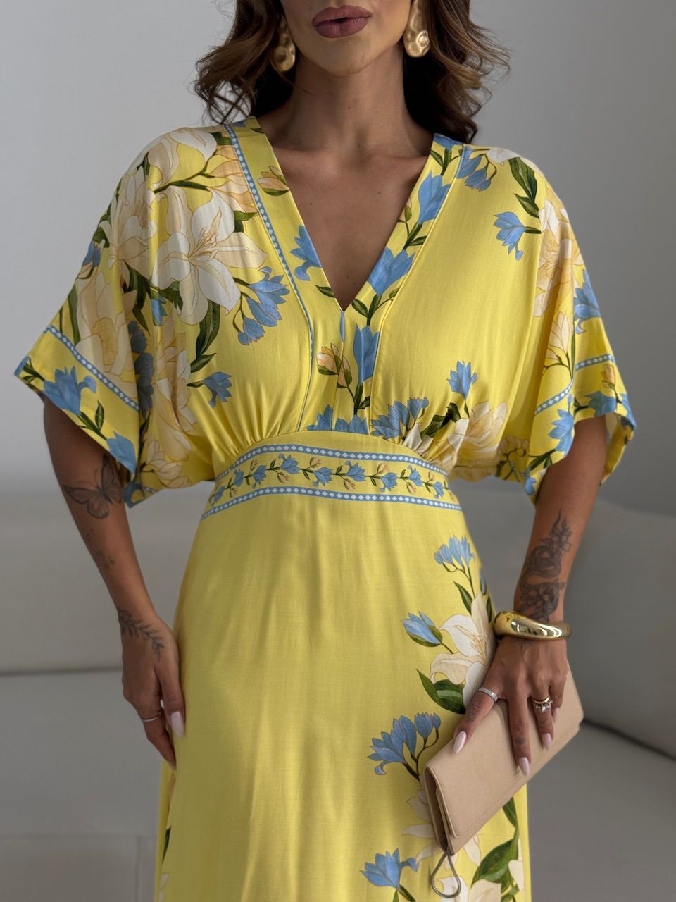 VESTIDO VANUSA ESTAMPADO AMARELO
