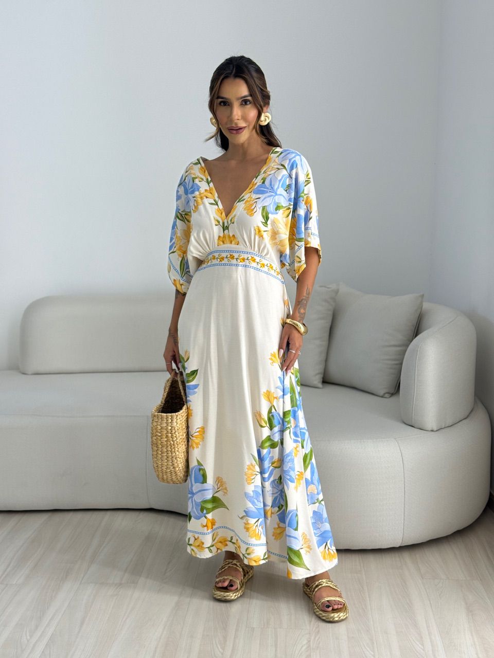 VESTIDO VANUSA ESTAMPADO OFF - 0067740048 - CAROLLA FERRARO