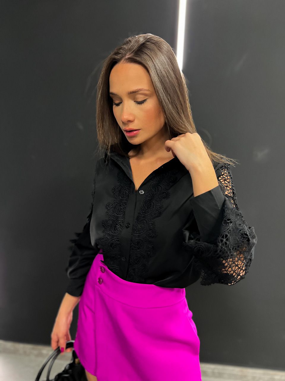 CAMISA FABÍOLA RENDA PRETO