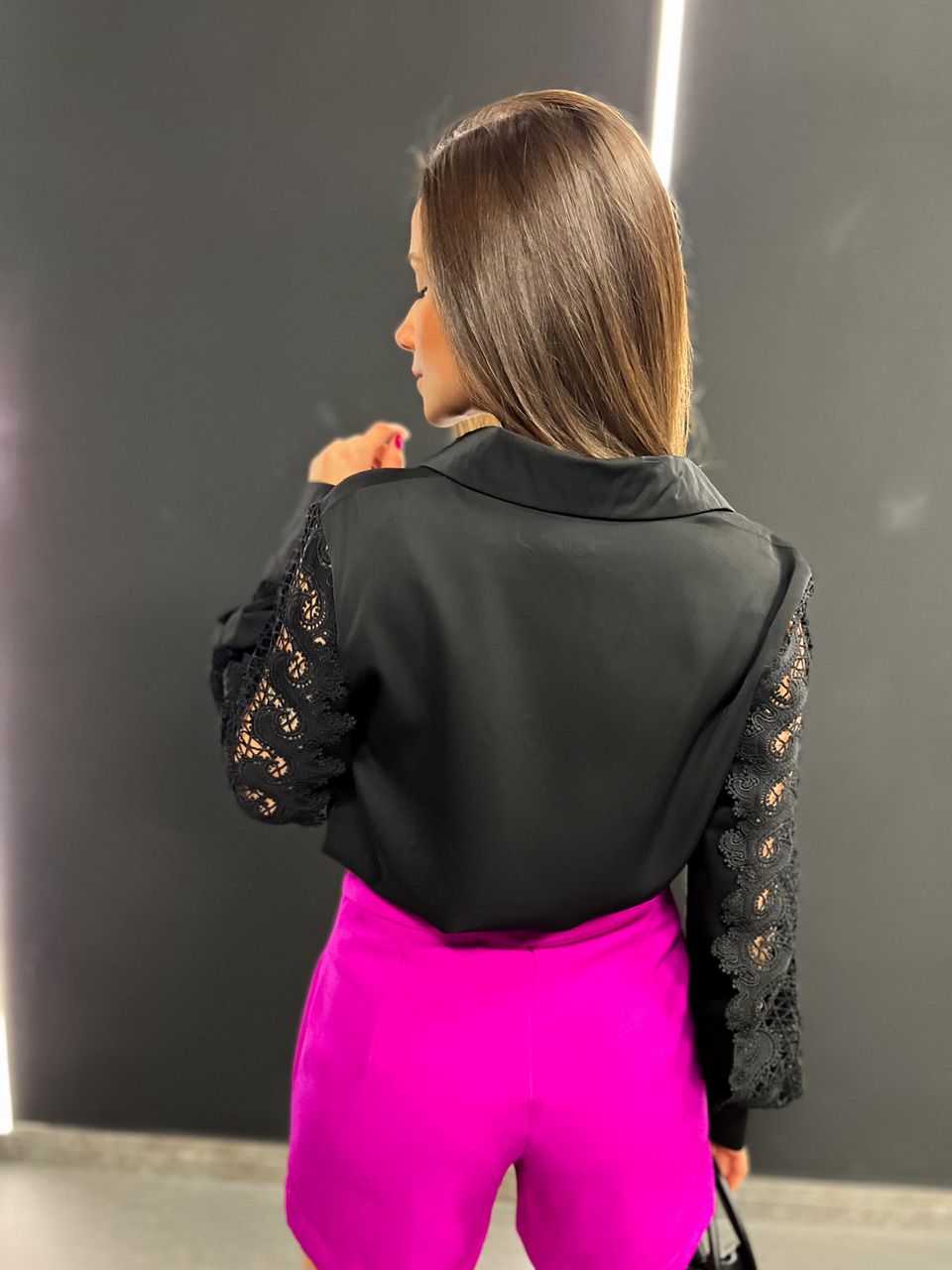 CAMISA FABÍOLA RENDA PRETO