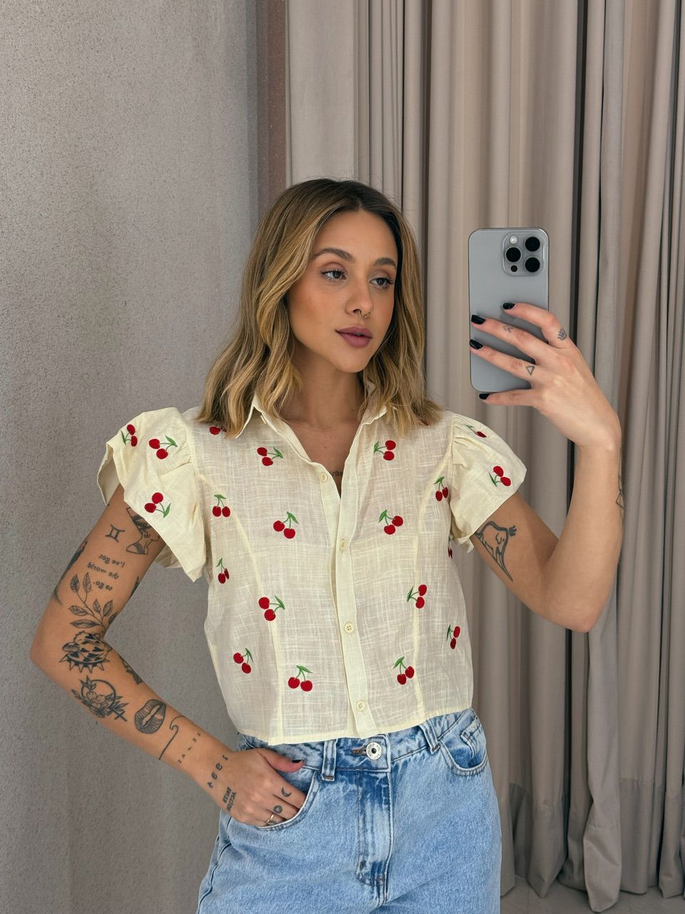 CAMISA BIA CEREJA MARFIM
