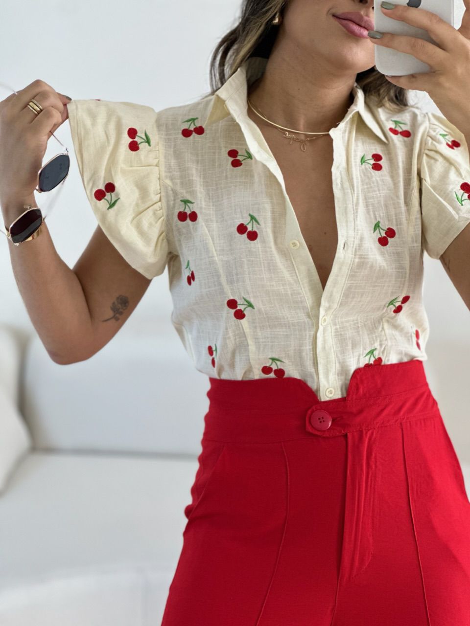 CAMISA BIA CEREJA MARFIM