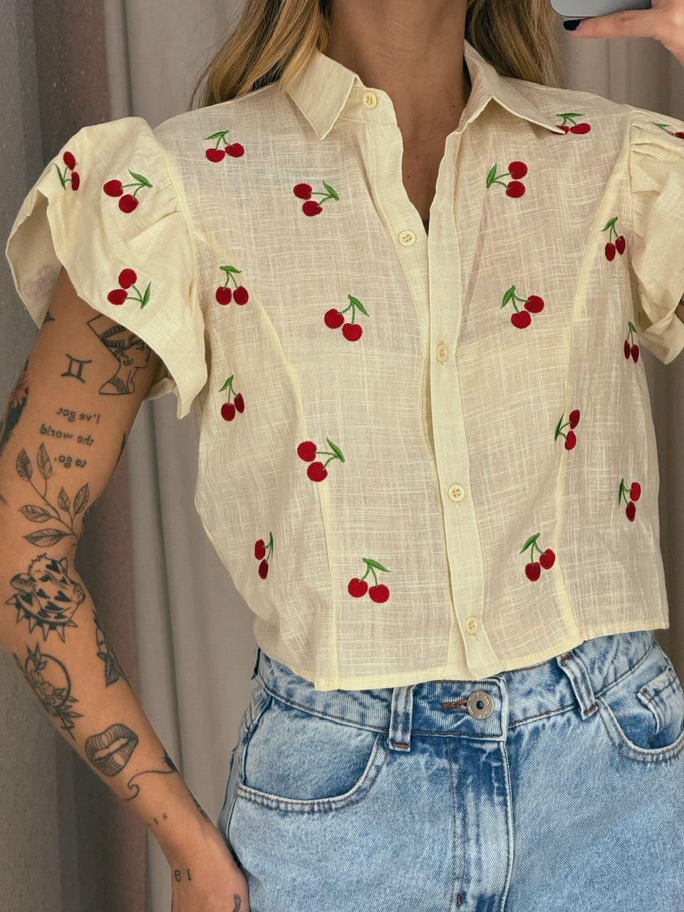 CAMISA BIA CEREJA MARFIM