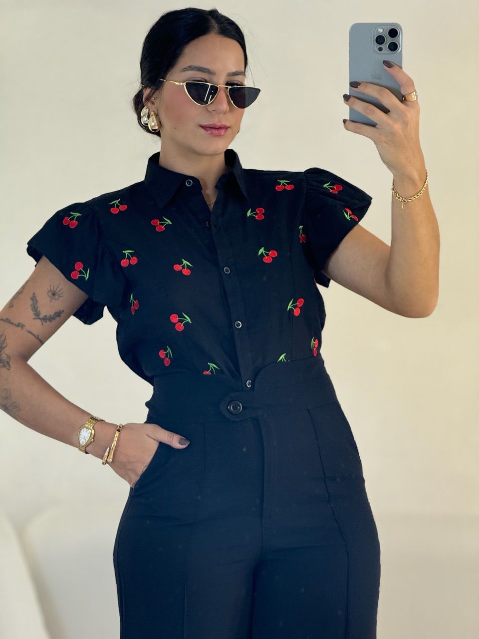 CAMISA BIA CEREJA PRETA