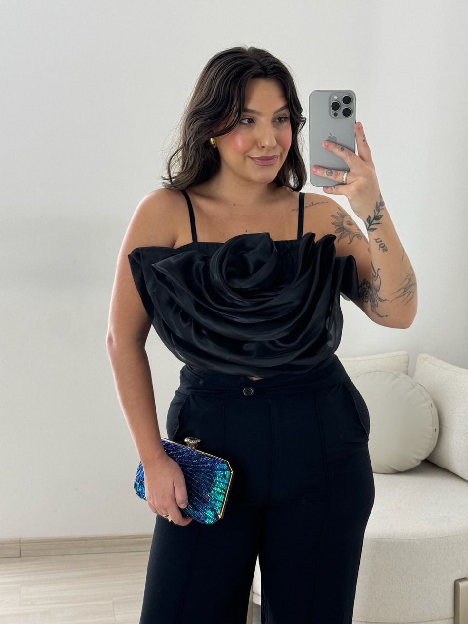 CROPPED LIDIA BABADOS PRETO