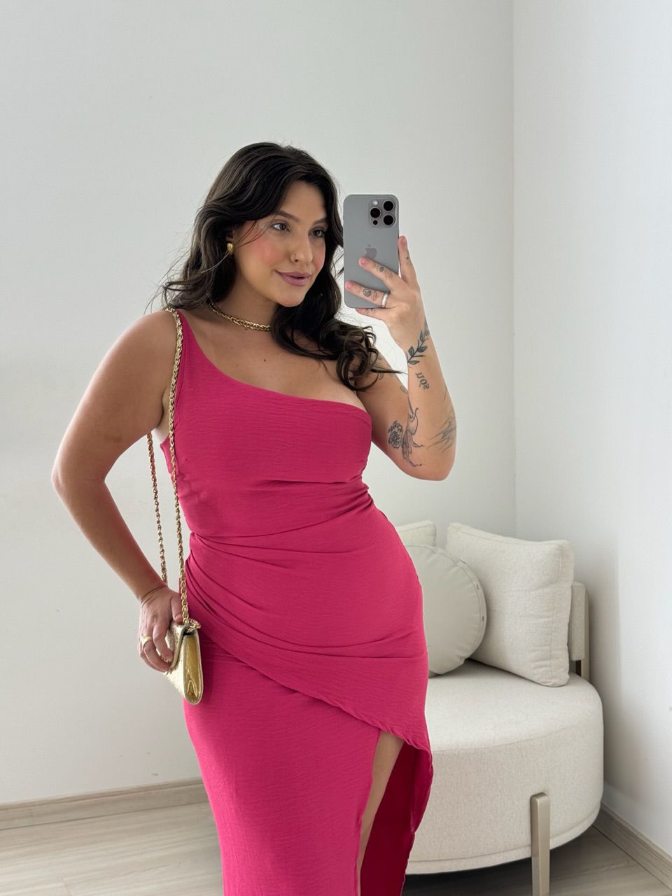 VESTIDO FENDA 02 DRAPEADO PINK