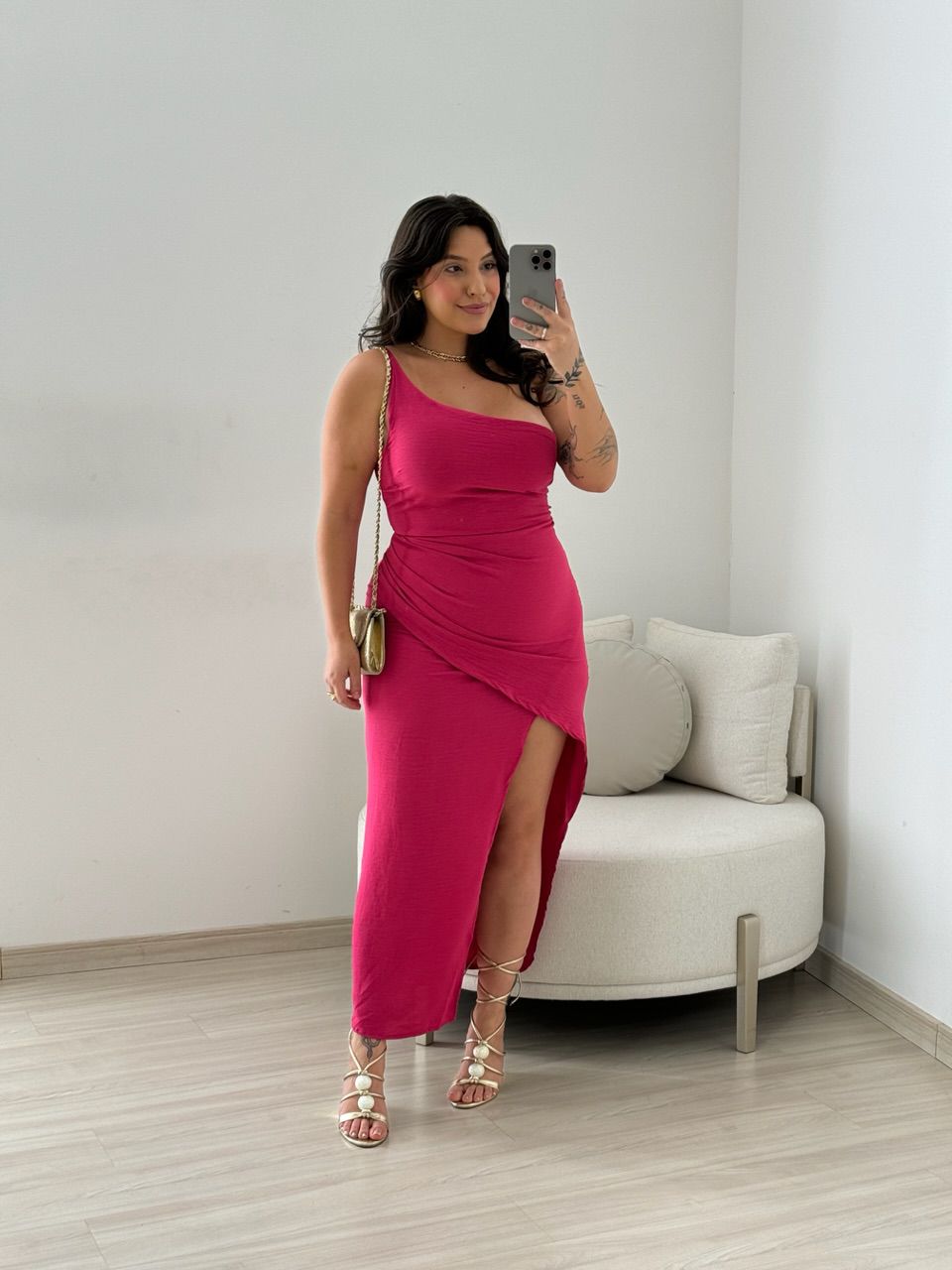 VESTIDO FENDA 02 DRAPEADO PINK
