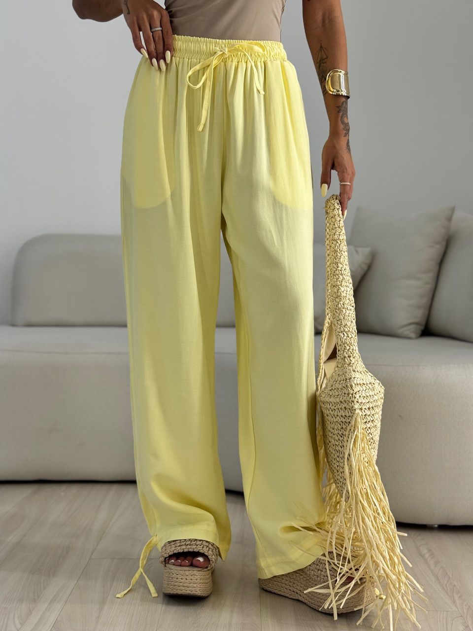 CALÇA FER LASTEX amarela - 0069340112 - CAROLLA FERRARO