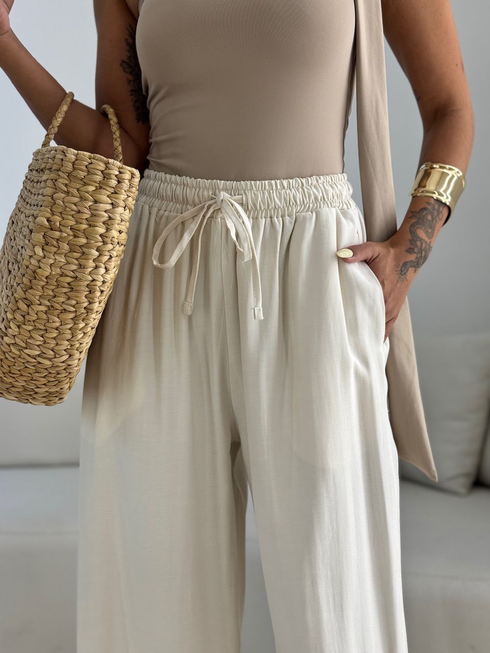 CALÇA FER LASTEX AREIA