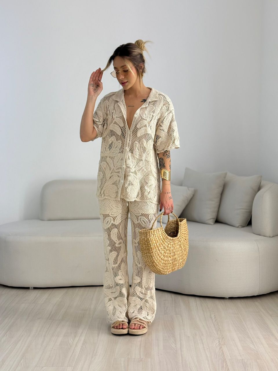 CAMISA MANUELA CROCHÊ CRU
