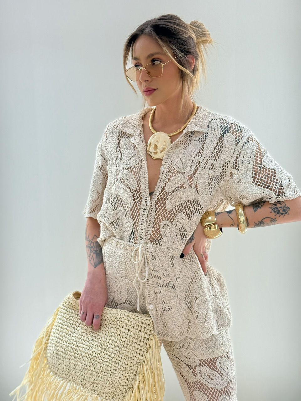 CAMISA MANUELA CROCHÊ CRU