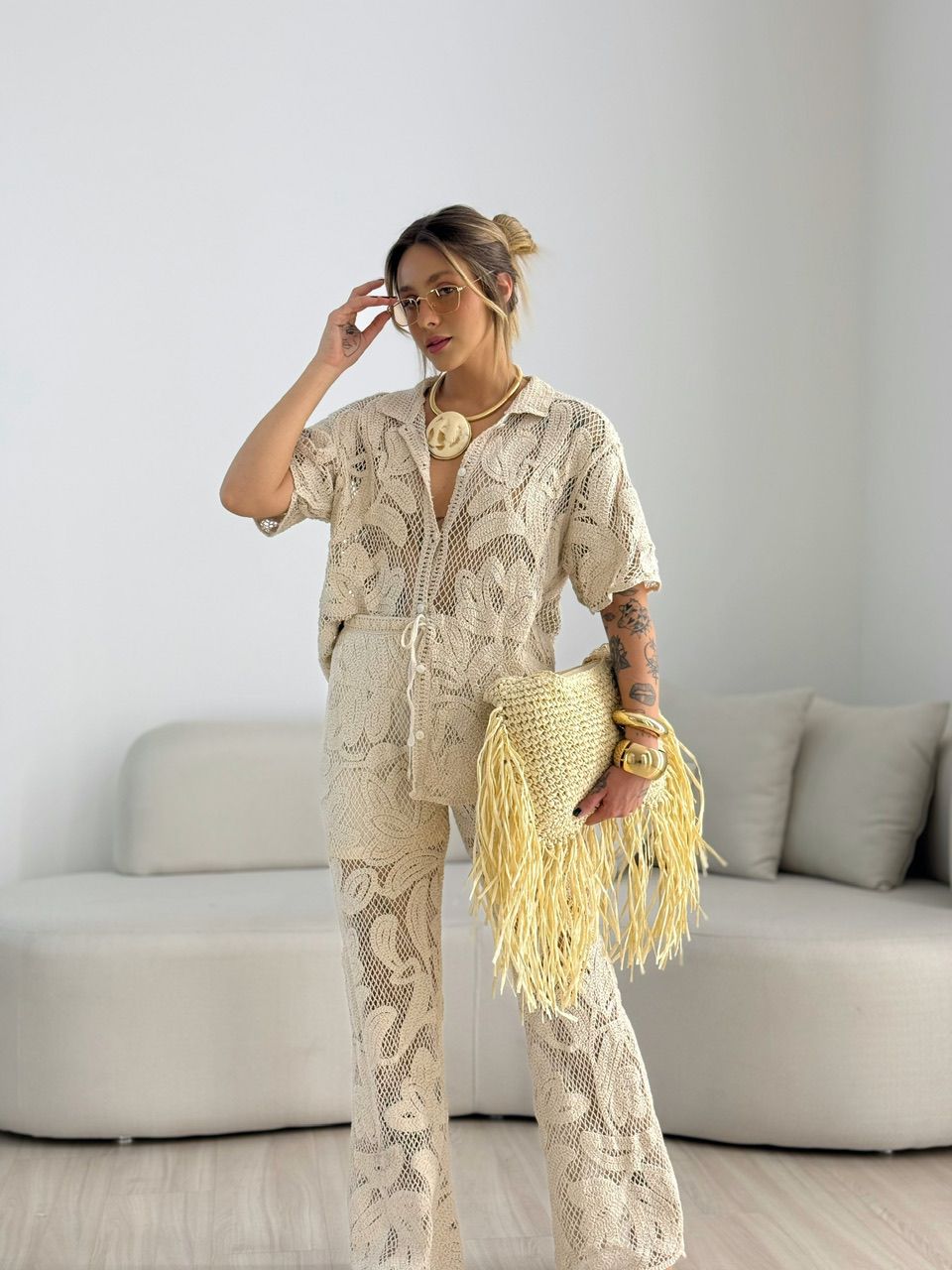 CAMISA MANUELA CROCHÊ CRU