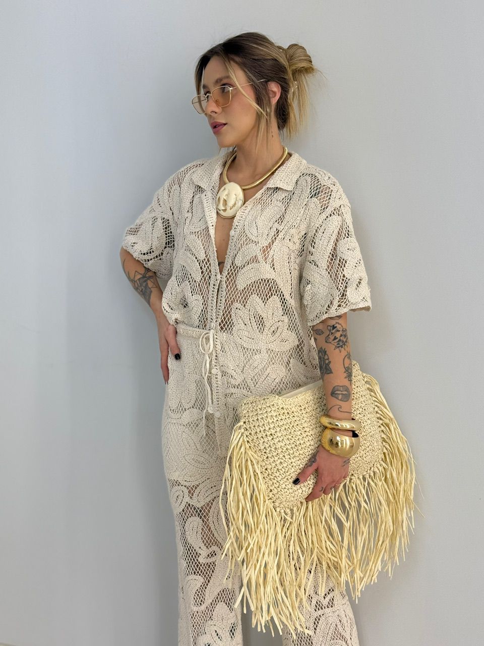 CAMISA MANUELA CROCHÊ CRU