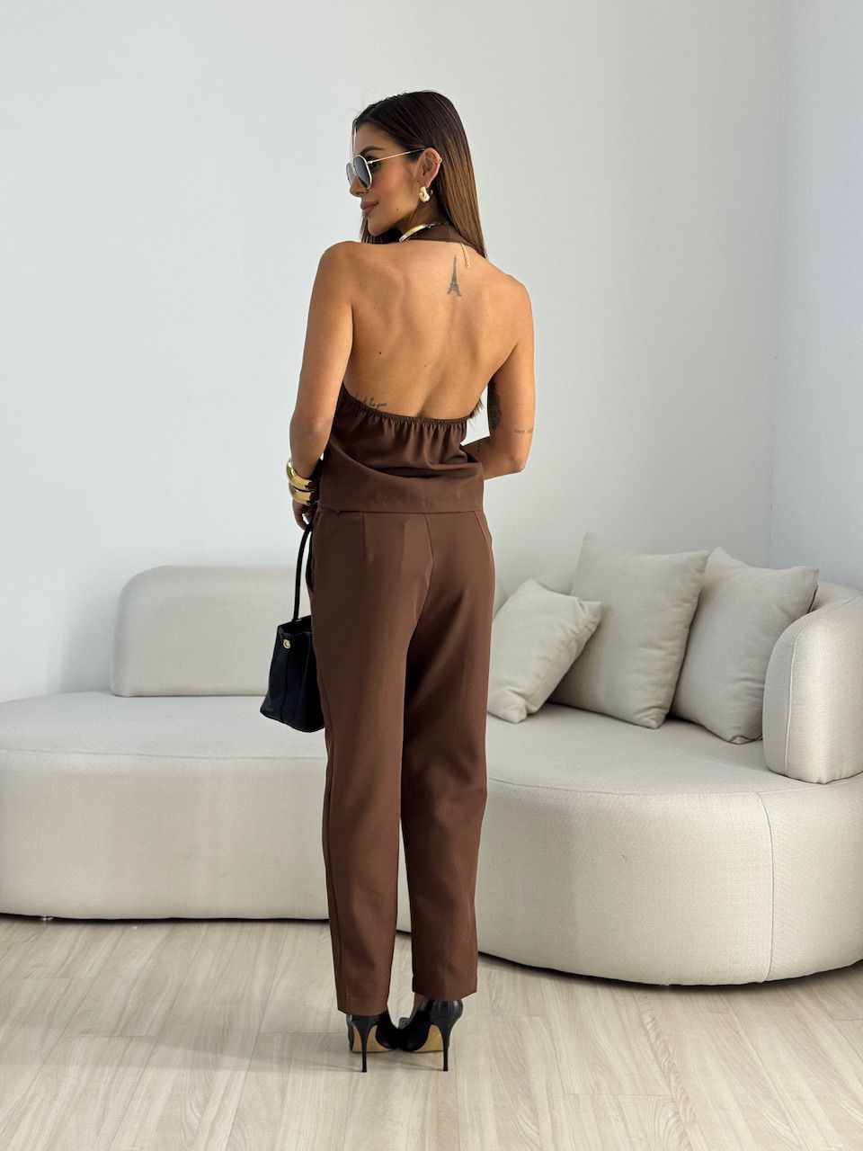CONJUNTO LARI BOTÕES MARROM