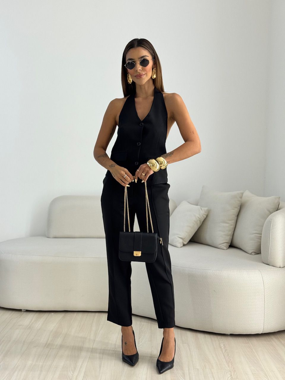 CONJUNTO LARI BOTÕES PRETO