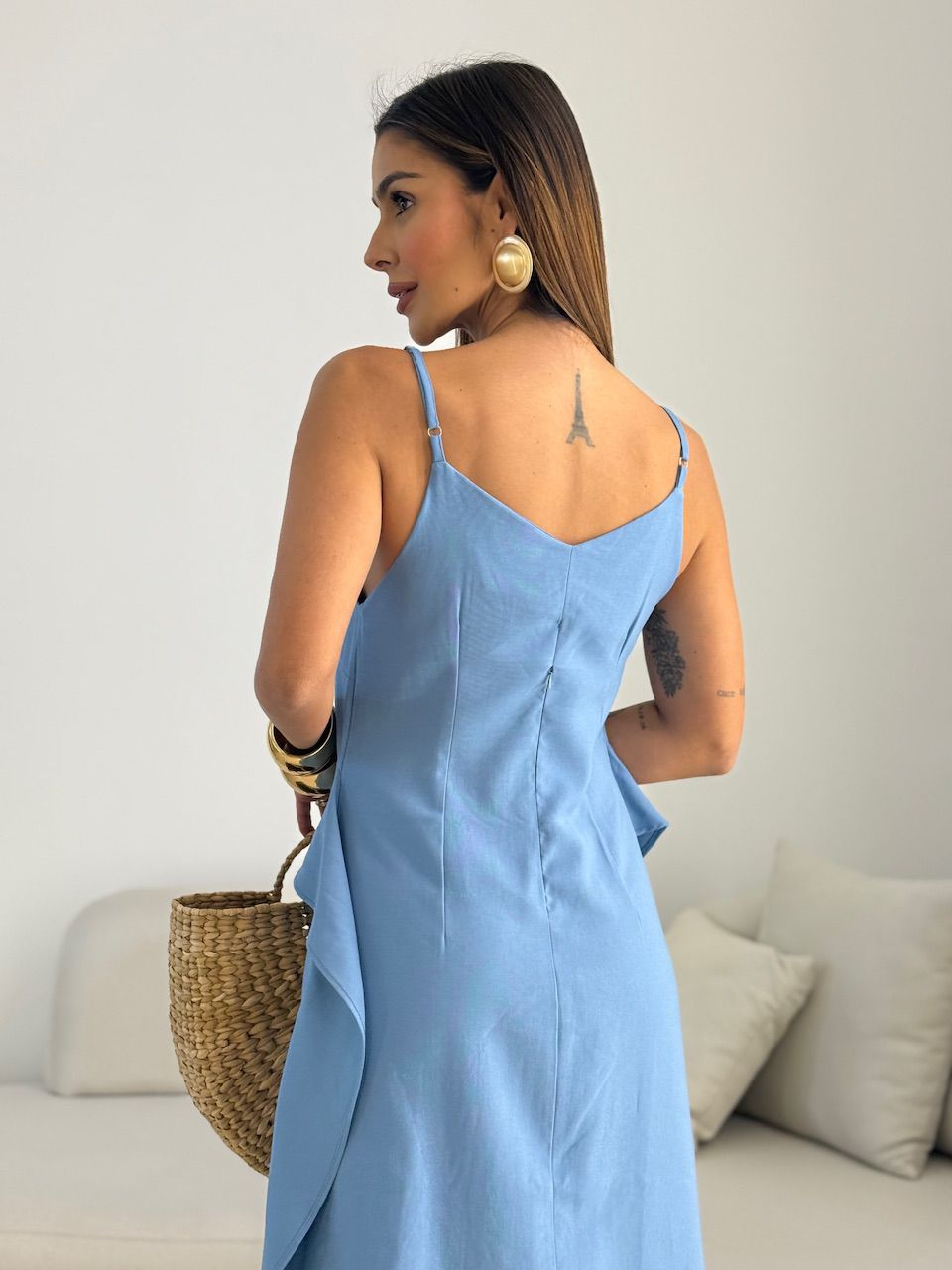 VESTIDO ALANIS BABADO BLUE JEANS