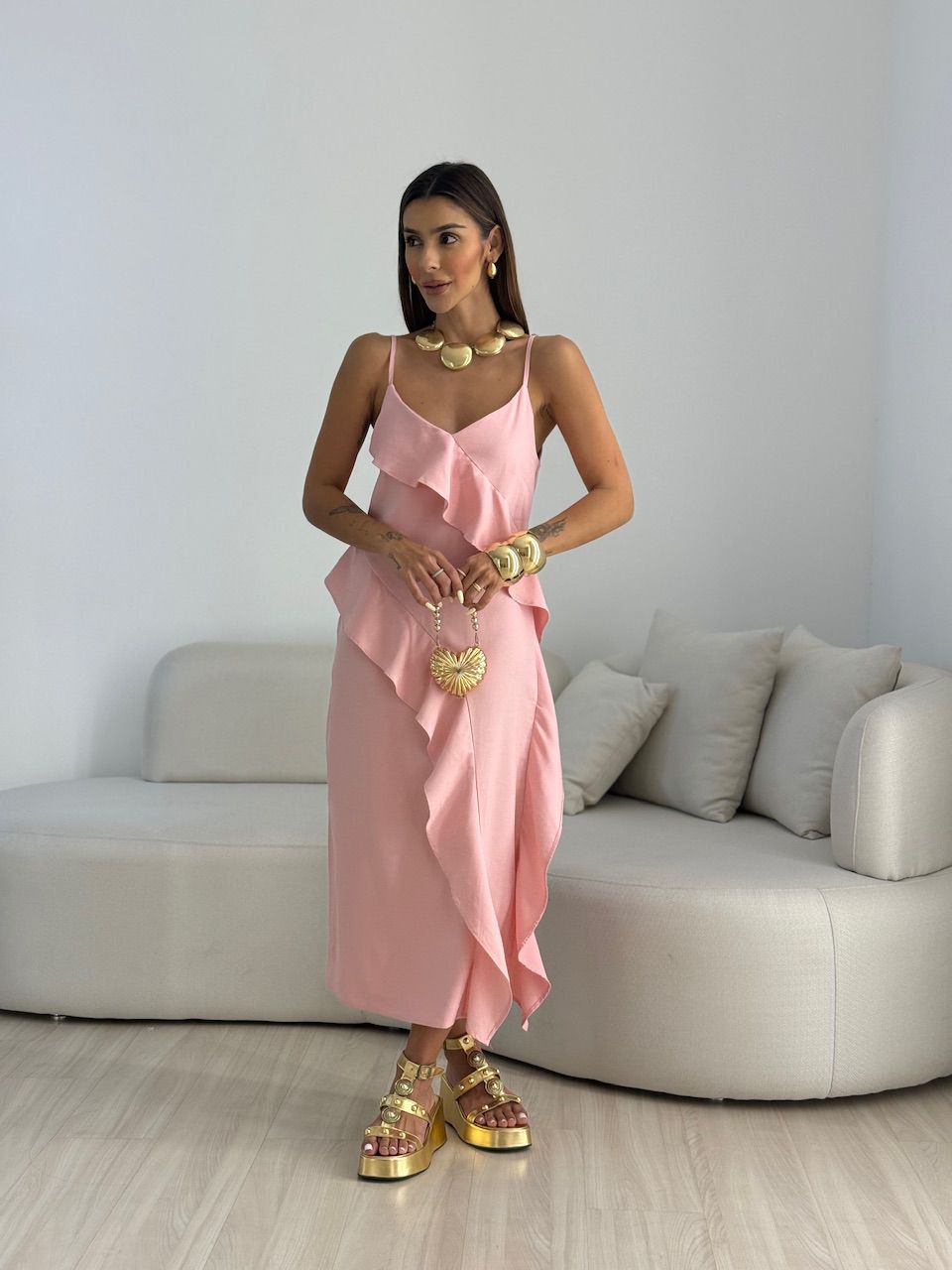 VESTIDO ALANIS BABADO Rose