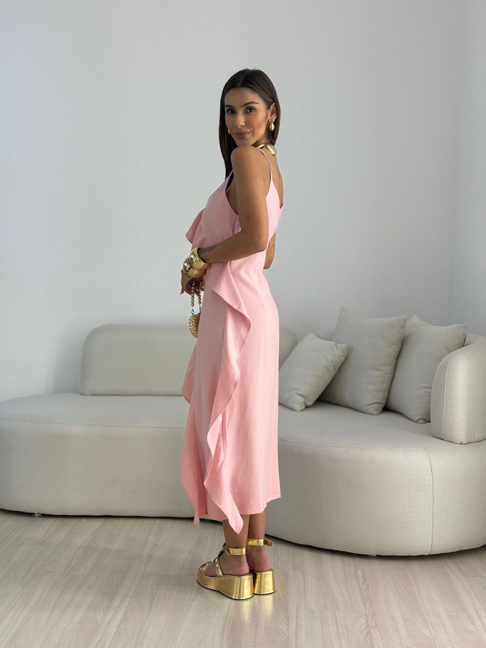 VESTIDO ALANIS BABADO Rose