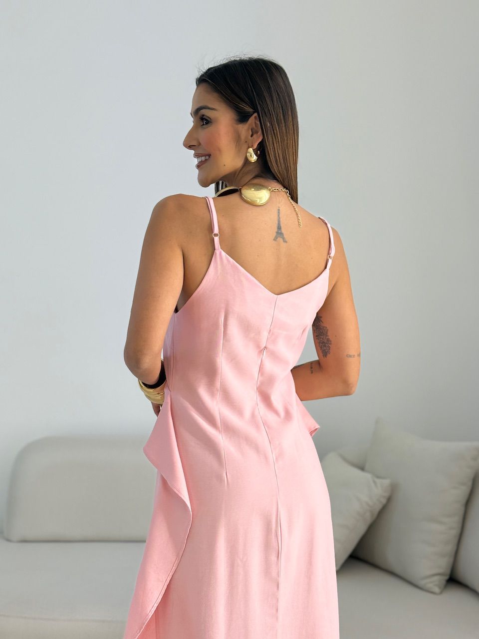 VESTIDO ALANIS BABADO Rose