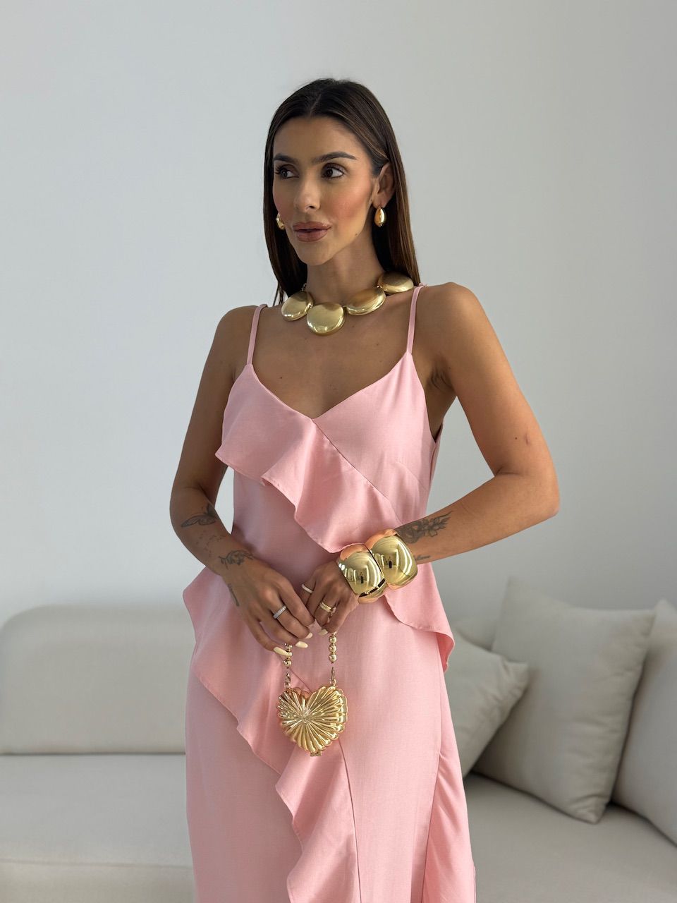 VESTIDO ALANIS BABADO Rose