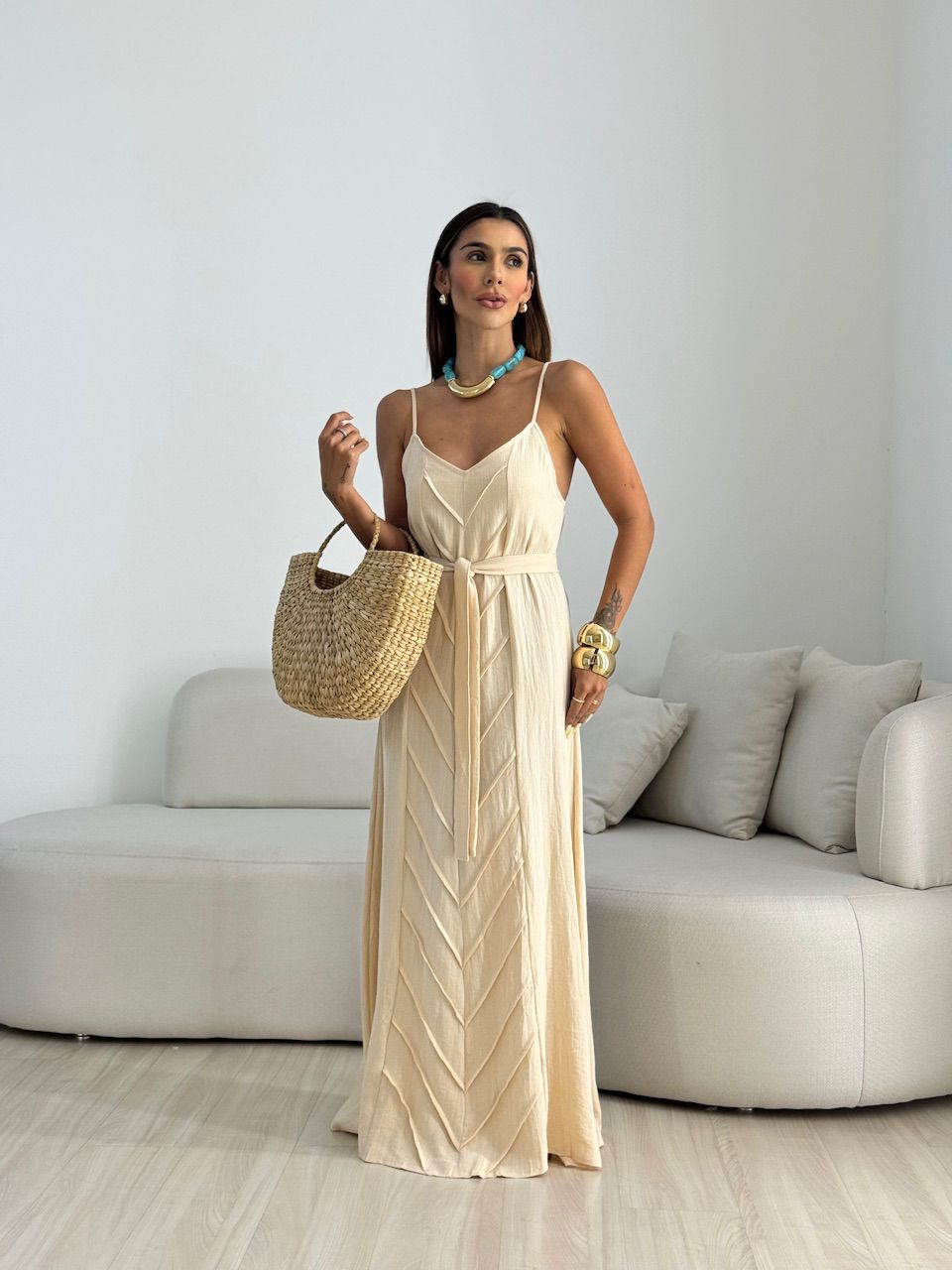 VESTIDO DUDA ALÇA AREIA