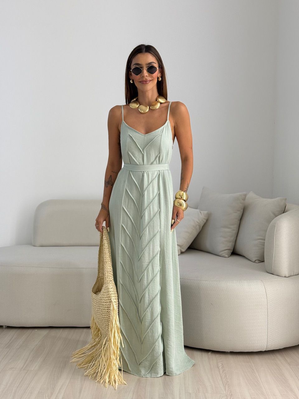 VESTIDO DUDA ALÇA BABY GREEN - 0069370400 - CAROLLA FERRARO