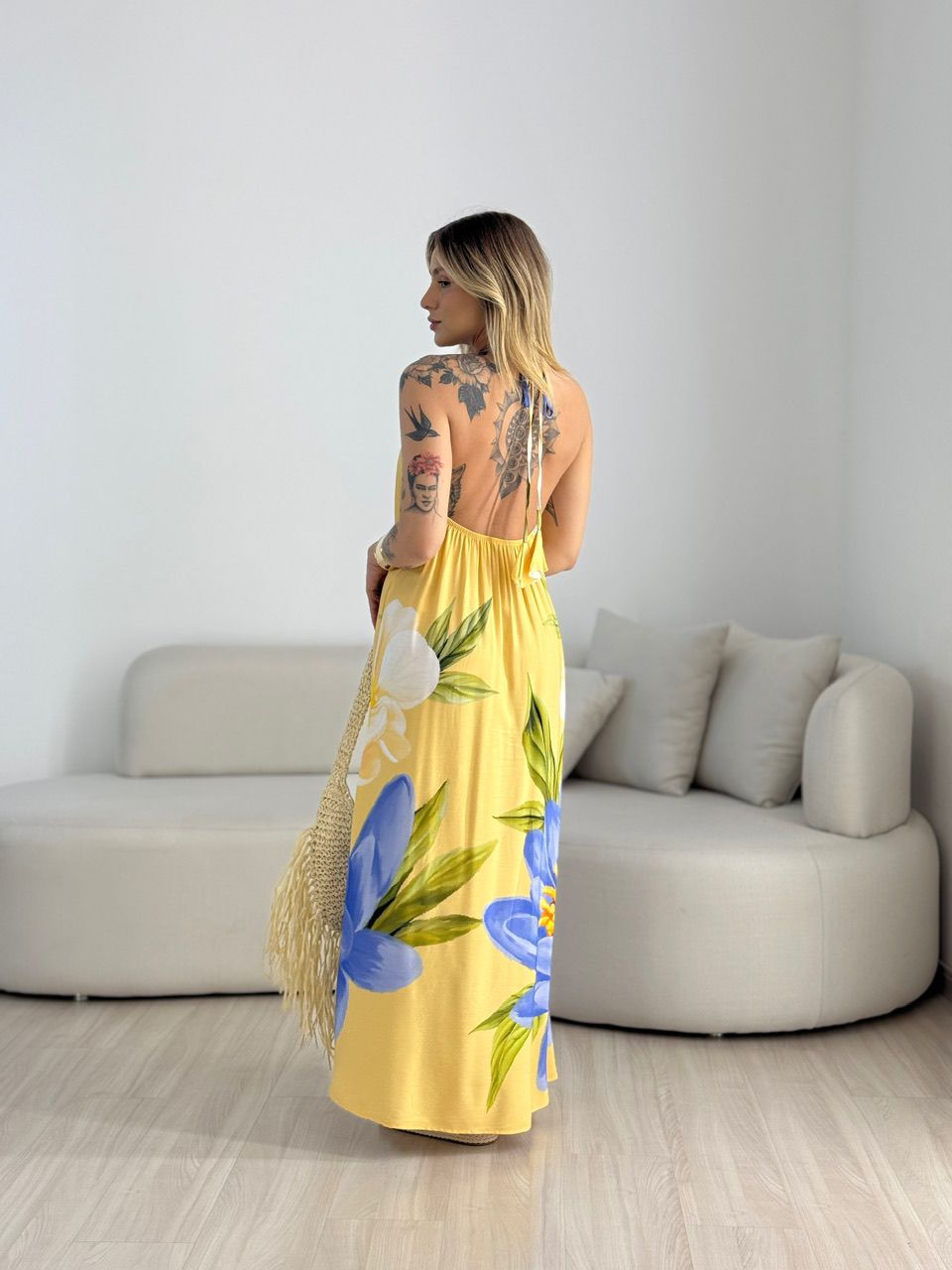 VESTIDO SUZANA FLORES AMARELO