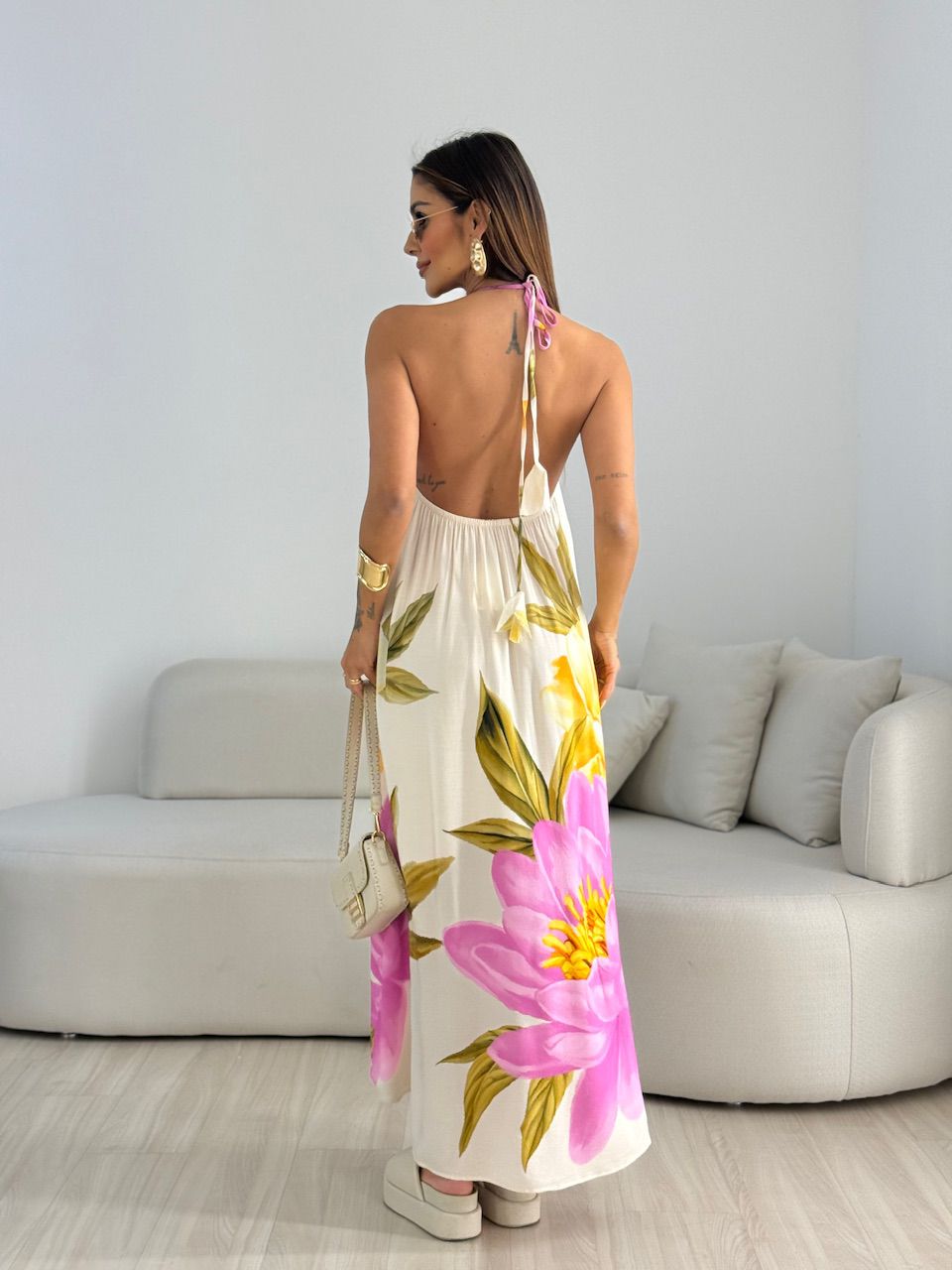 VESTIDO SUZANA FLORES MARFIM