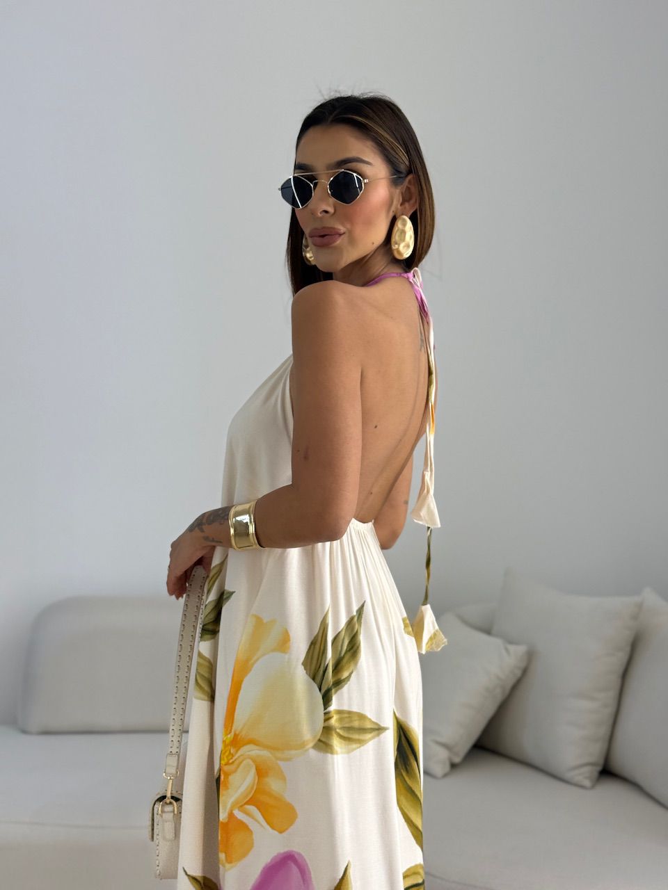 VESTIDO SUZANA FLORES MARFIM