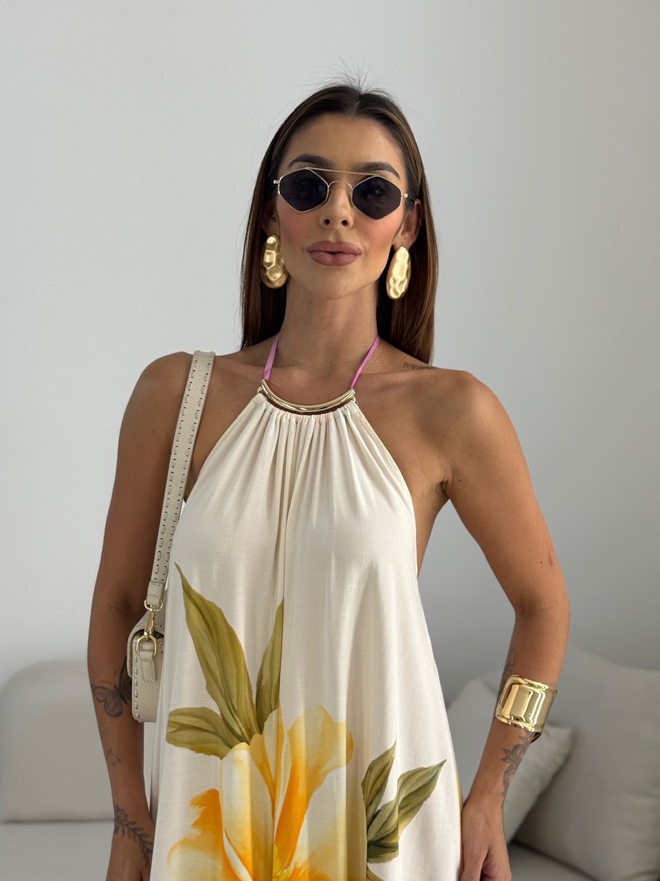 VESTIDO SUZANA FLORES MARFIM