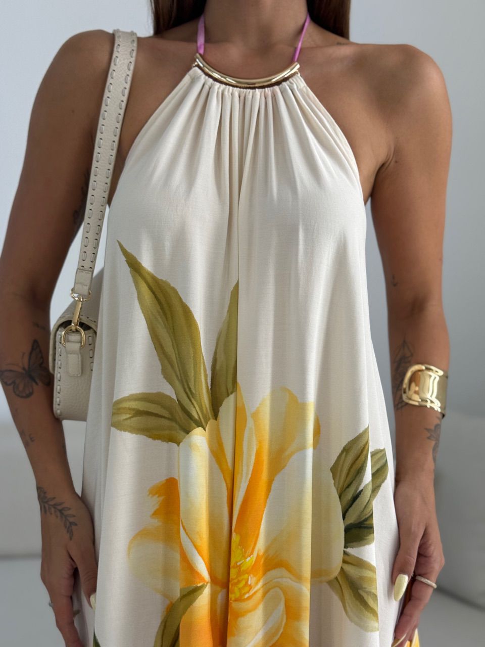 VESTIDO SUZANA FLORES MARFIM