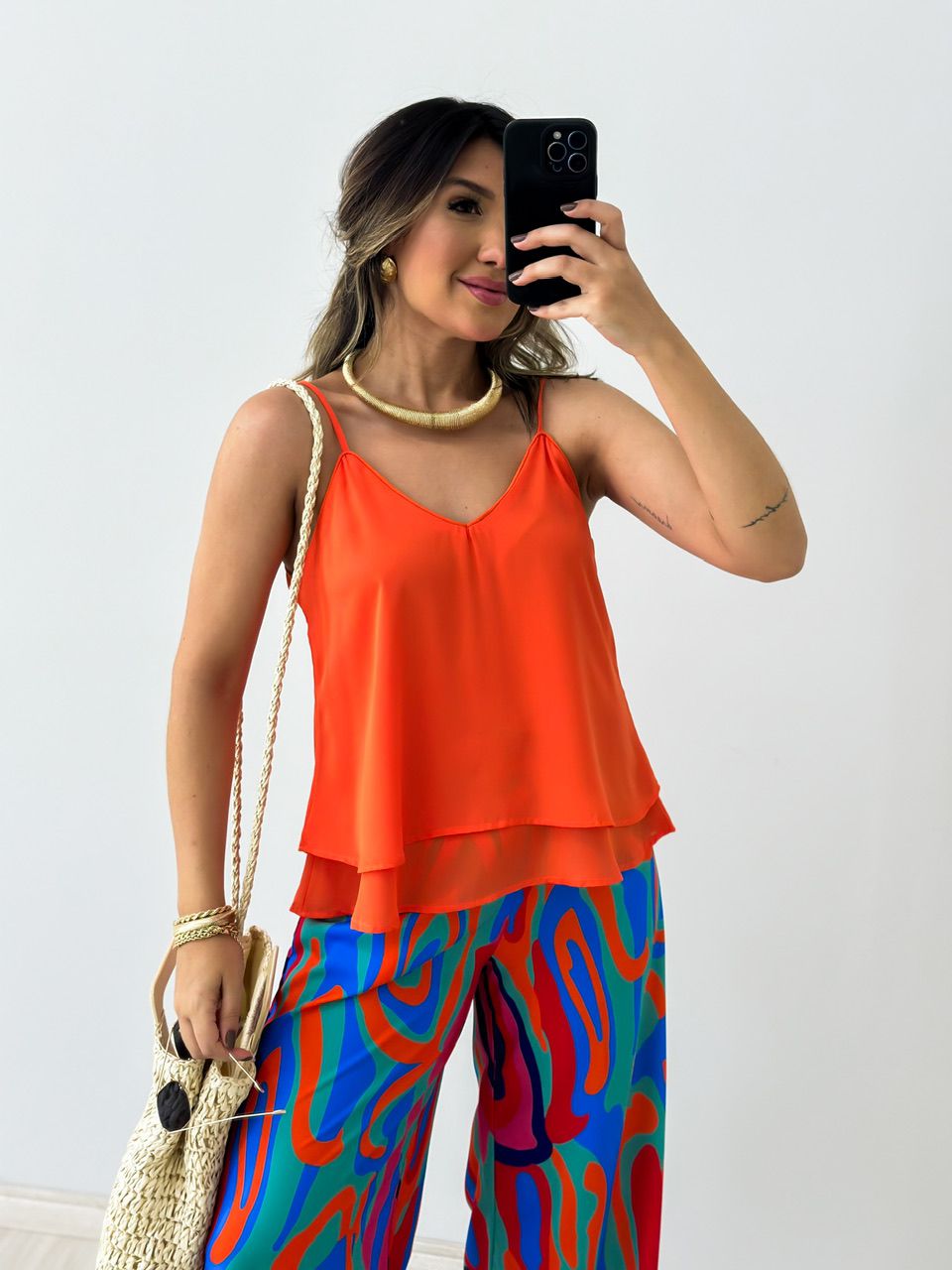BLUSA MELISSA ALÇA LARANJA