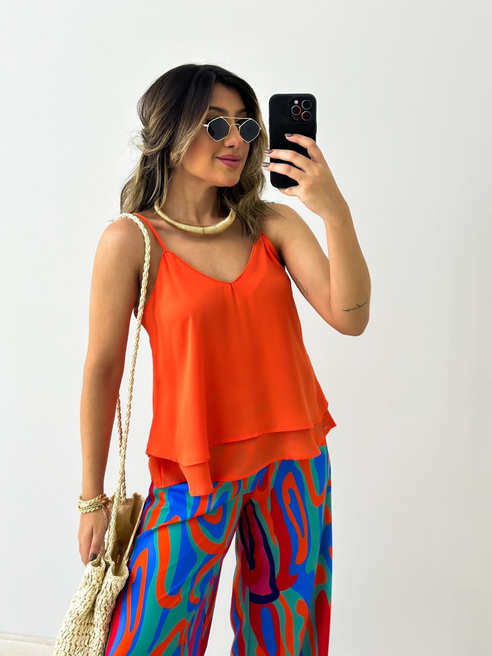 BLUSA MELISSA ALÇA LARANJA