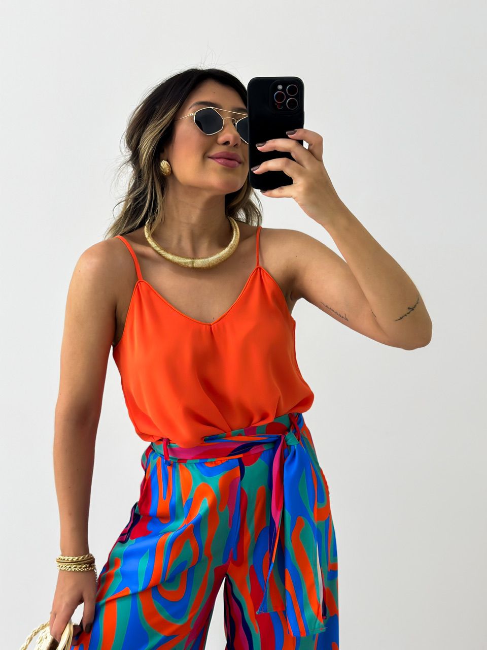 BLUSA MELISSA ALÇA LARANJA