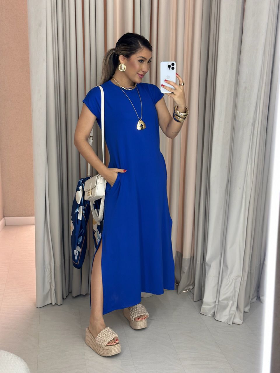 VESTIDO ARIANE MALHA AZUL