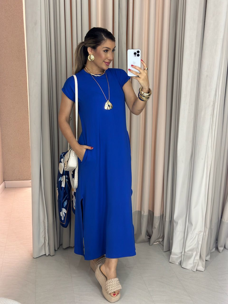 VESTIDO ARIANE MALHA AZUL