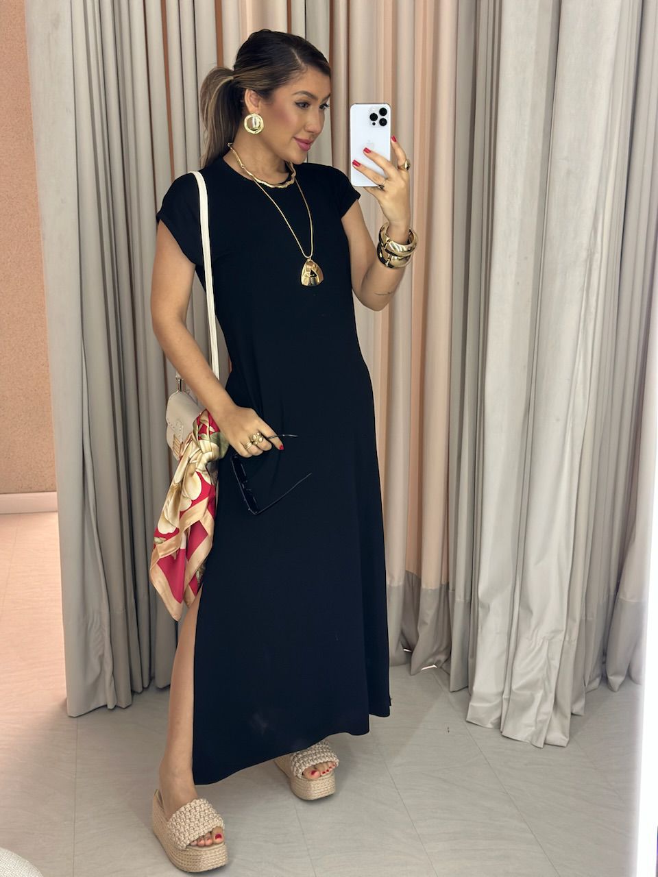 VESTIDO ARIANE MALHA PRETO - 0059540032 - CAROLLA FERRARO