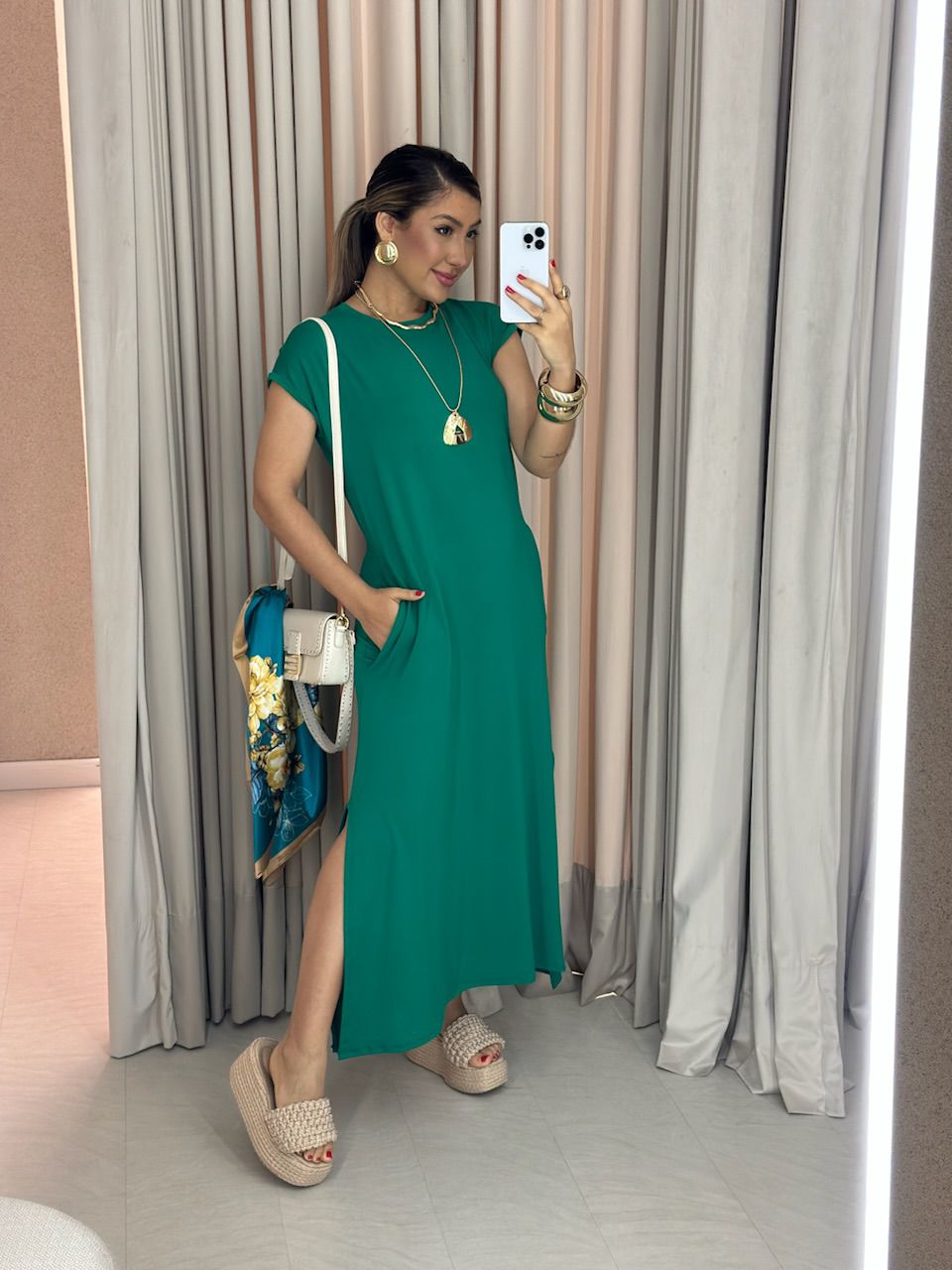 VESTIDO ARIANE MALHA VERDE - 0059540014 - CAROLLA FERRARO